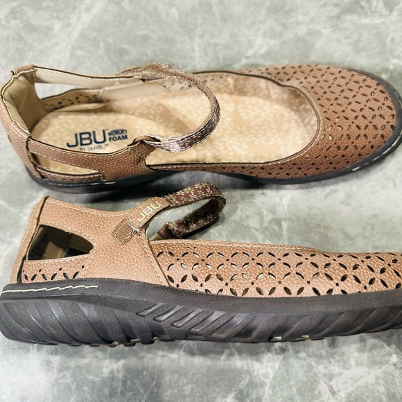 JBU by Jambu Womens Slip Ons BelleRose Tan Arch Support Mary Janes Comfort SZ 10 - Picture 4 of 5